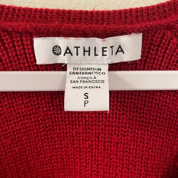 Athleta Red Hanover V-neck Sweater Tunic Size Small - Picture 3 of 8